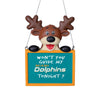 Miami Dolphins NFL Team Logo Reindeer With Sign Holiday Tree Ornament