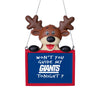 New York Giants NFL Team Logo Reindeer With Sign Holiday Tree Ornament