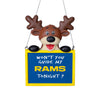 St Louis Rams NFL Team Logo Reindeer With Sign Holiday Tree Ornament