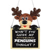 Pittsburgh Penguins Team Logo Reindeer With Sign Holiday Tree Ornament