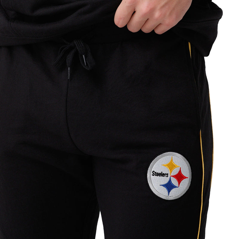 Pittsburgh Steelers Mens Tracksuit 2 Piece Zip-up T-Shirts Shorts Trunks  Set