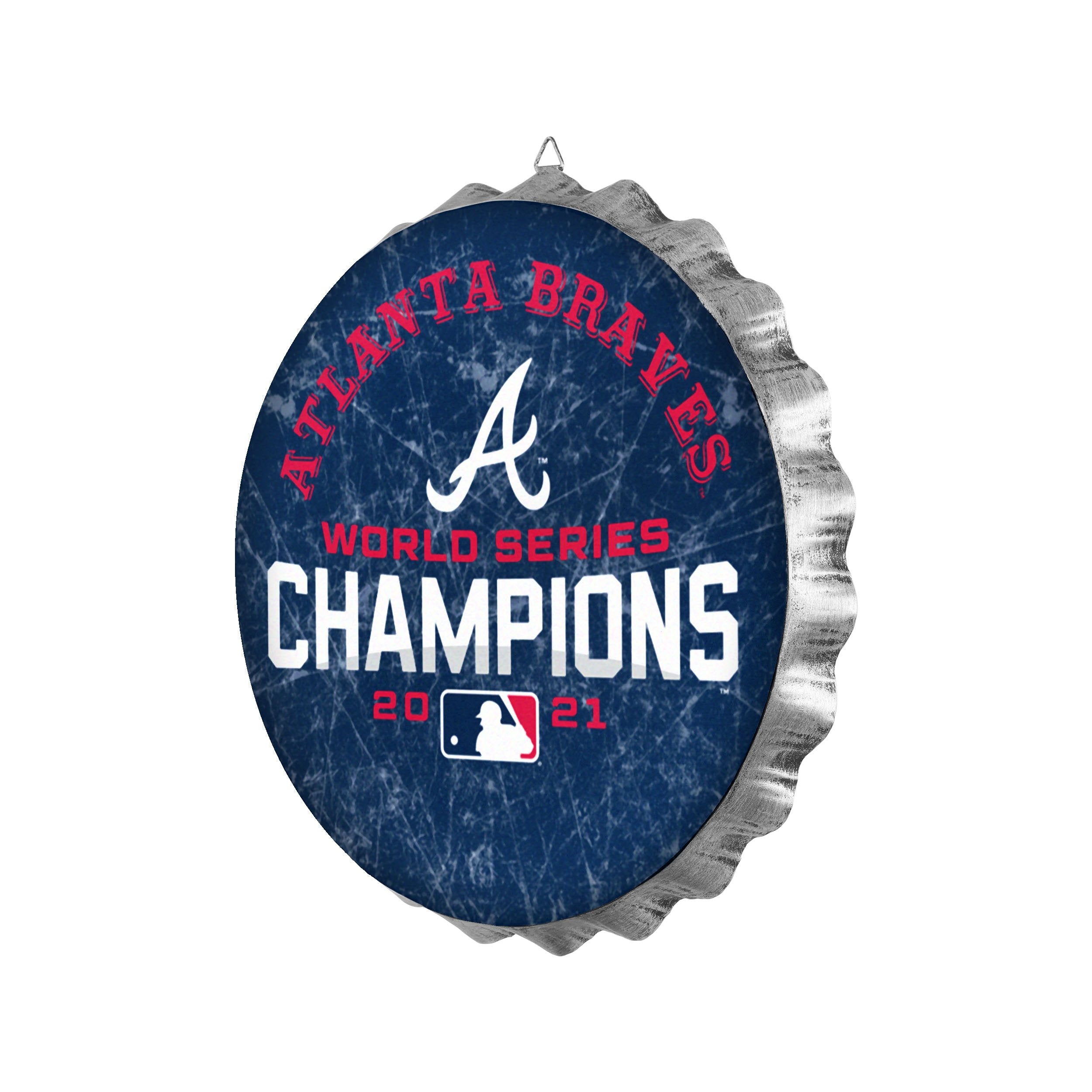 Atlanta Braves MLB 2021 World Series Champions Metal Distressed Bottle
