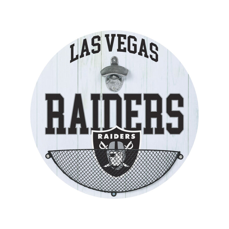 Las Vegas Raiders NFL Bottle Opener Cap Catcher Wall Sign