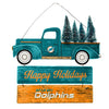 Miami Dolphins NFL Wooden Truck With Tree Sign