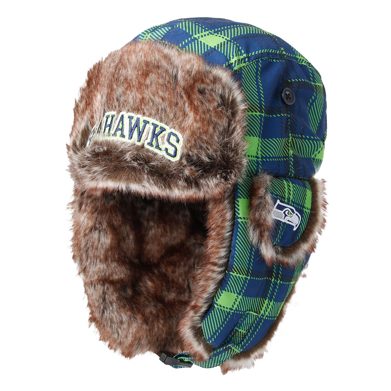 Seattle Seahawks NFL Wordmark Flannel Trapper Hat