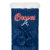 Atlanta Braves MLB Womens Cable Knit Footy Slipper Socks