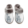 Los Angeles Dodgers MLB Womens Glitter Open Back Fur Moccasin Slippers