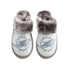 Miami Dolphins NFL Womens Glitter Open Back Fur Moccasin Slippers