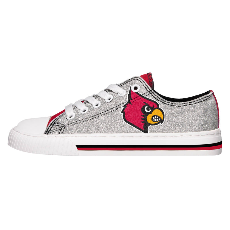 Louisville Cardinals NCAA Womens Glitter Low Top Canvas Shoes