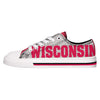 Wisconsin Badgers NCAA Womens Glitter Low Top Canvas Shoes