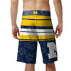 Michigan Wolverines NCAA Mens Hibiscus Boardwalk Stripe Boardshorts
