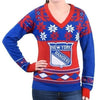 New York Rangers Womens Big Logo V-Neck Sweater