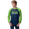 Seattle Seahawks NFL Mens Colorblock Wordmark Raglan T-Shirt