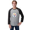 Pittsburgh Steelers NFL Mens Gray Big Logo Raglan T-Shirt