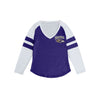Baltimore Ravens NFL Womens Script Wordmark Striped Sleeve Raglan T-Shirt