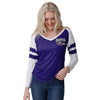 Baltimore Ravens NFL Womens Script Wordmark Striped Sleeve Raglan T-Shirt