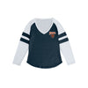 Chicago Bears NFL Womens Script Wordmark Striped Sleeve Raglan T-Shirt