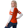 Cleveland Browns NFL Womens Script Wordmark Striped Sleeve Raglan T-Shirt