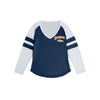 Denver Broncos NFL Womens Script Wordmark Striped Sleeve Raglan T-Shirt