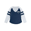 Dallas Cowboys NFL Womens Script Wordmark Striped Sleeve Raglan T-Shirt