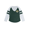 Green Bay Packers NFL Womens Script Wordmark Striped Sleeve Raglan T-Shirt