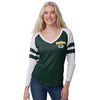 Green Bay Packers NFL Womens Script Wordmark Striped Sleeve Raglan T-Shirt