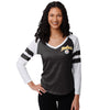 Pittsburgh Steelers NFL Womens Script Wordmark Striped Sleeve Raglan T-Shirt