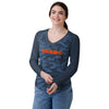 Chicago Bears NFL Womens Wordmark Tonal Camo Raglan T-Shirt