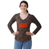 Cleveland Browns NFL Womens Wordmark Tonal Camo Raglan T-Shirt