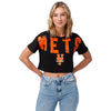 New York Mets MLB Womens Distressed Wordmark Crop Top