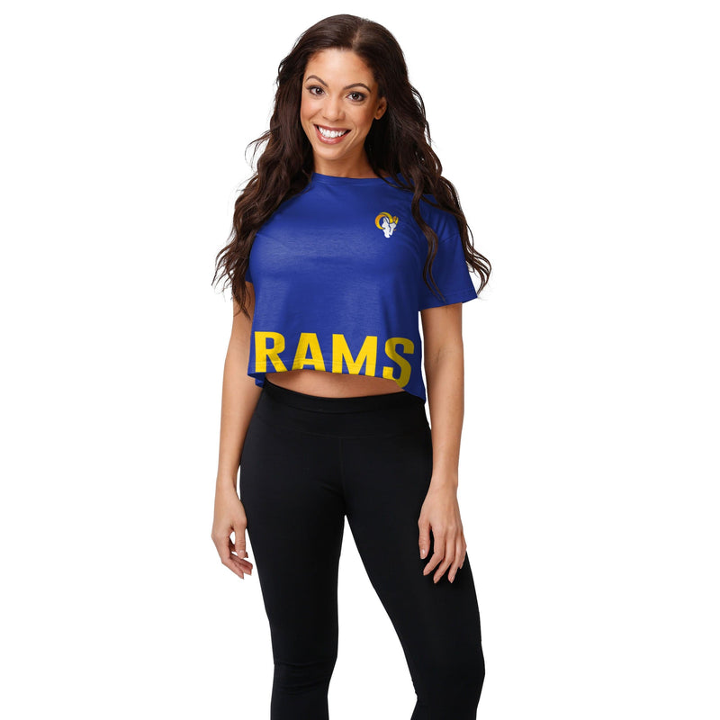 FOCO Womens NFL Team Logo Ladies Fashion Crop Top Shirt, Bottom Line, X-Large