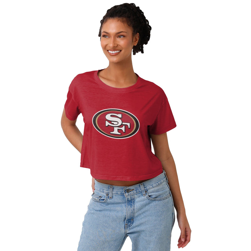 FOCO San Francisco 49ers NFL Womens Solid Big Logo Crop Top