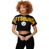 Pittsburgh Steelers NFL Womens Distressed Wordmark Crop Top