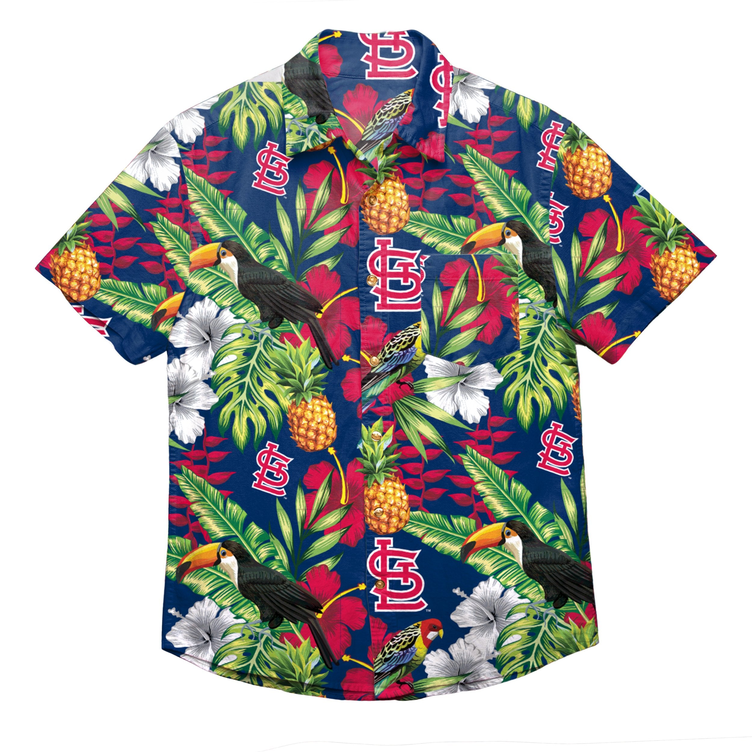 St Louis Cardinals Hawaiian Shirt Parrots Tropical Sea St Louis Cardinals  Gift - Personalized Gifts: Family, Sports, Occasions, Trending