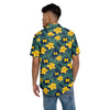 Michigan Wolverines NCAA Mens Hibiscus Button Up Shirt