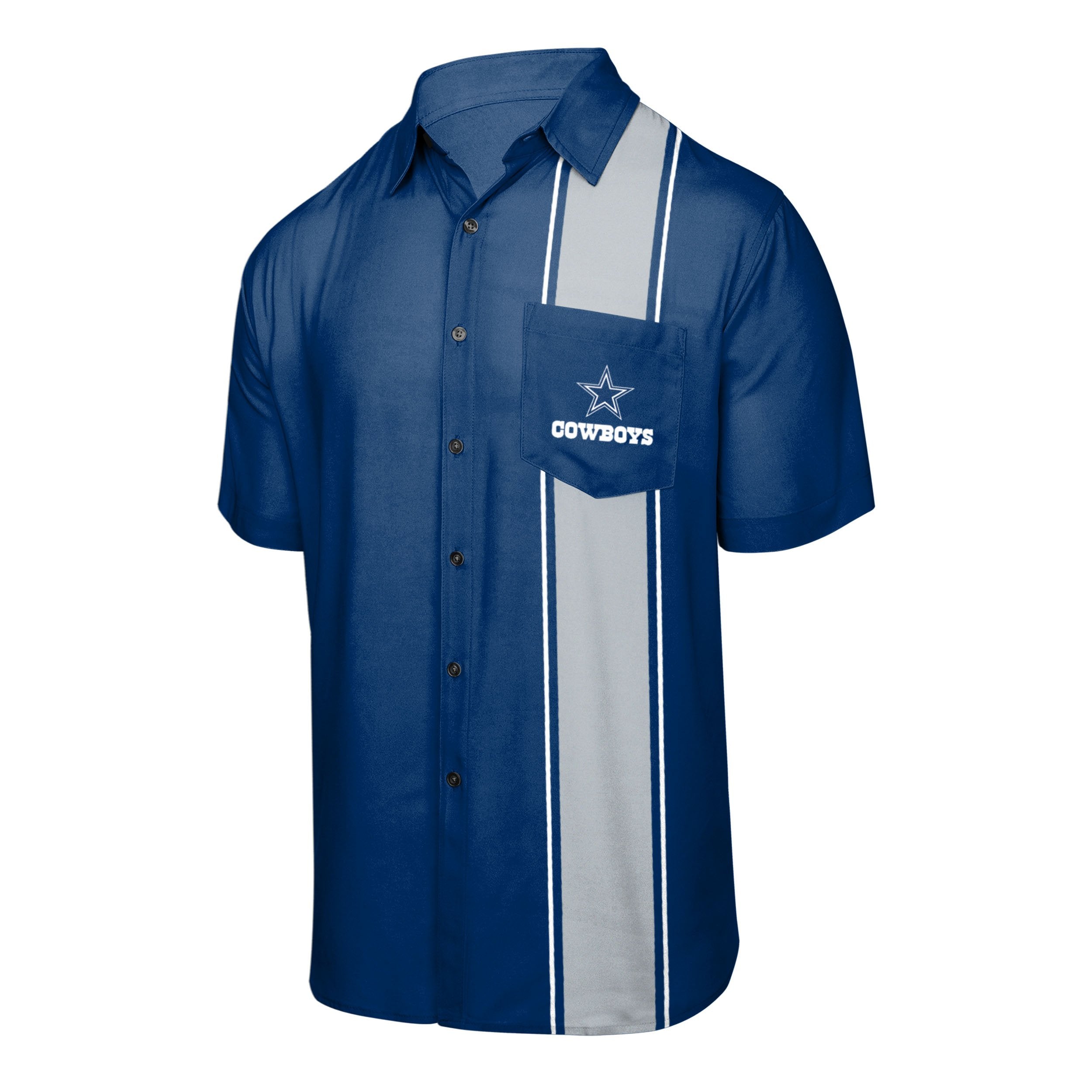 Dallas Cowboys Bowling Stripe Button Up Shirt, Mens Size: S