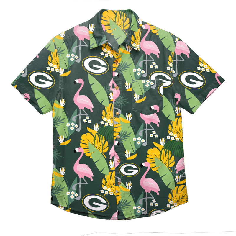 Green Bay Packers NFL Mens Floral Button Up Shirt
