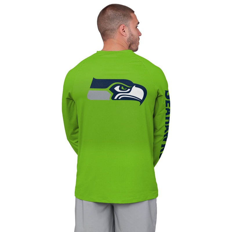 Seattle Seahawks NFL Mens Rash Guard Long Sleeve Swim Shirt