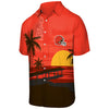 Cleveland Browns NFL Mens Tropical Sunset Button Up Shirt
