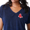 Boston Red Sox MLB Womens Gametime Glitter V-Neck T-Shirt