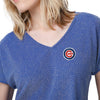 Chicago Cubs MLB Womens Gametime Glitter V-Neck T-Shirt