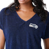 Seattle Seahawks NFL Womens Gametime Glitter V-Neck T-Shirt