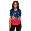 New England Patriots NFL Womens Ruched Replay Short Sleeve Top