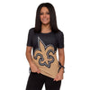New Orleans Saints NFL Womens Ruched Replay Short Sleeve Top
